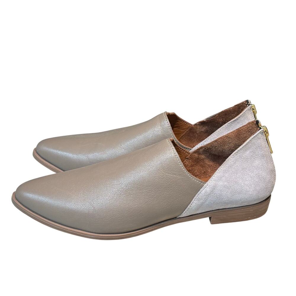 Bueno Beau Pointed Toe Loafer Slip on Leather Suede Gray Quiet Luxury Shoes 39